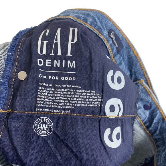 Gap Denim Jeans Size 32 14 S Cheeky Straight High Rise Blue Holes Med Wash NEW - Picture 8 of 12